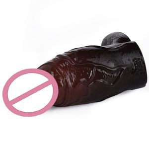 SXXY Super Realistic Penis Cover Extender Silicone Cock Enlargement for Men Longer Lasting Lifelike Artificial <b>Dildo</b> Adult Toy - Product Image 1
