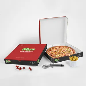 定制印刷黑色9英寸纸板披萨盒带走纸食品级工艺盒用于食品递送包装