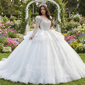 Wx114 <b>Wedding</b> Dresses Bridal Ball Gowns Luxury Design Lace Sparkly Rhinestones For Brides Customize Size Jancember - Product Image 1