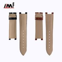 Meilleures ventes en gros : Bracelet de montre flexible en cuir de veau grainé alligator semi-mat noir, multi-tailles, avec boucle ardillon compatible