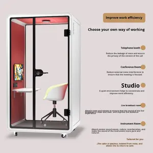 Cabine insonorisée modulaire <span class=keywords><strong>acoustique</strong></span> en aluminium moderne mobile avec fenêtre en verre pour salon - Product Image 2