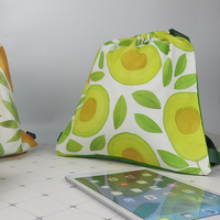 Trendy, eenvoudige, ecovriendelijke, zachte canvas rugzak met trekkoord, grote capaciteit, draagbaar, fruitthema schouderband