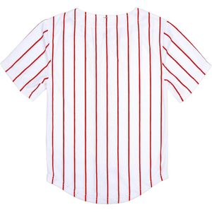 Babyhealthy Kids <b>Baseball</b> Jersey Toddler Button Down Shirt White Red Stripes Breathable Unisex Hip Hop Tees - Product Image 2