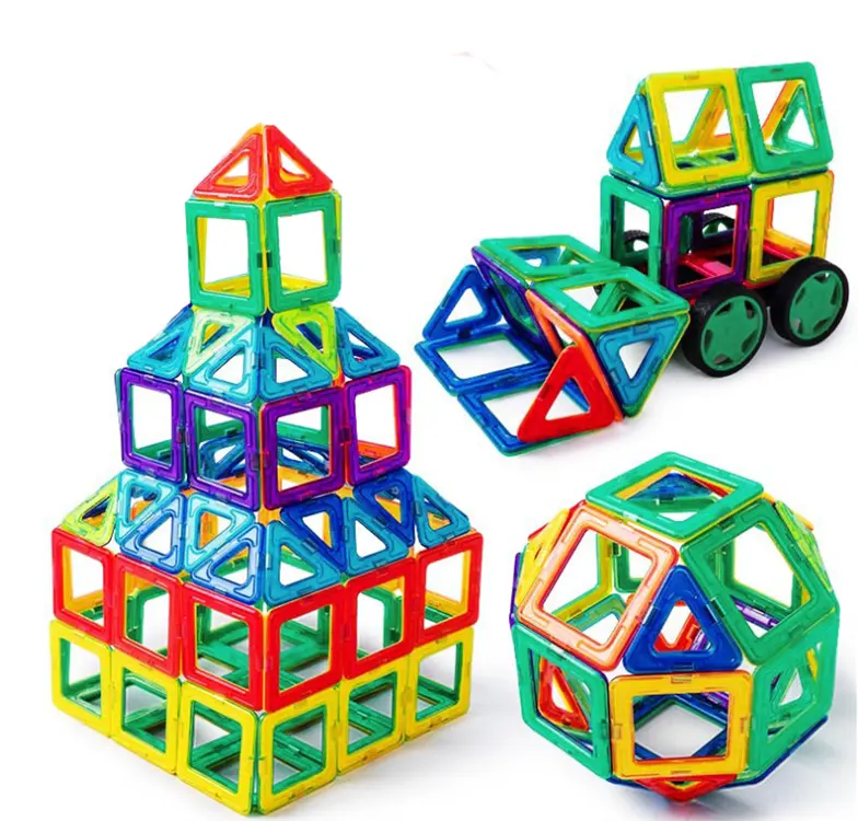 Sıcak 2023 eğitim 3D inşaat blokları Set çocuklar için mıknatıs oyuncaklar manyetik fayans manyetik yapı taşları