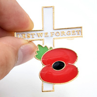 Broche de amapola británica, alfiler de aleación del día conmemorativo de la II Guerra Mundial