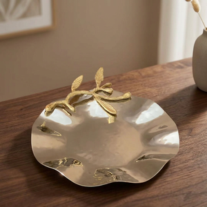 Stainless Steel Serving Tray Decorative Metal Plate Polished Irregular Round <b>Dinnerware</b> for Home Restaurant Party - Product Image 2