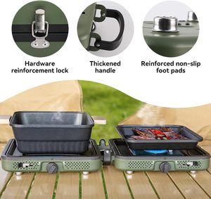 2 Burner 2000W Folding Camping <b>Stove</b> Portable Propane Gas <b>Stove</b> with Carry Bag Adjustable Burners & Piezo Ignition - Product Image 3