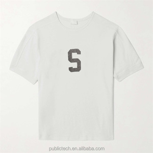 Venta al por mayor de moda 50/50 poliéster algodón Oversize Streetwear impresión personalizada carta Logo alta calidad camiseta blanca - Product Image 3