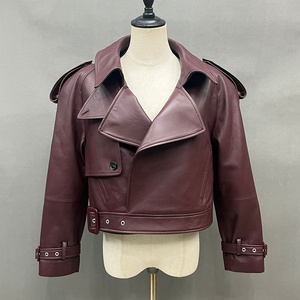 Chaqueta De Piel Auténtica Para Mujer, Con Cierre De Cremallera, Estilo