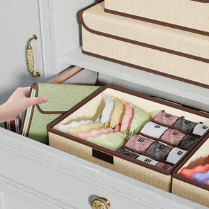 Bleu marine 17 cellules cloison grande boîte de rangement de vêtements étui en tissu pliable pour soutiens-<span class=keywords><strong>gorge</strong></span> sous-vêtements pour rangement de garde-robe - Product Image 5