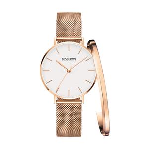 Coffret Cadeau Montre Or Rose Noël Bracelet Acier Inoxydable Cuir Mouvement Quartz Japonais Faible MOQ OEM Style Tendance Paquet Surprise - Product Image 4