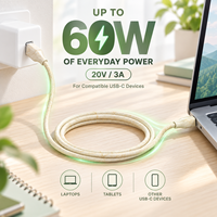 Câble de charge rapide USB-C vers USB-C OEM 60W certifié GRS 100% recyclé PD Type-C pour téléphones, ordinateurs portables, tablettes, appareils photo