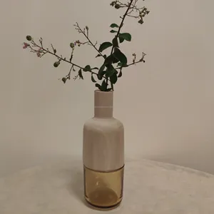 ガラス花瓶木製スタンド植木鉢水耕栽培植物ホームガーデン装飾paulownia wood
