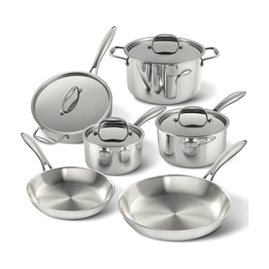 Sản xuất sang trọng 10 cái <span class=keywords><strong>3</strong></span> lớp 304 thép không gỉ nồi <span class=keywords><strong>Set</strong></span> nấu ăn đặt sử dụng cho tất cả các bếp - Product Image 1