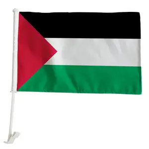 Penjualan terlaris kustom 30x45cm cetakan bendera mobil poliester bendera jendela mobil Palestina untuk spanduk dekorasi