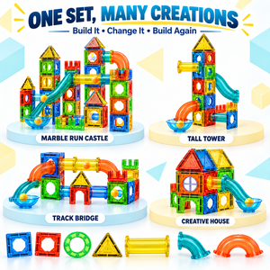 Juego de Construcción Magnético EPT con Pistas de Canicas de 158 Piezas, con Bloques de Colores, Pistas para Bolas y Torres de Castillo para Niños de 3 Años en Adelante - Product Image 6