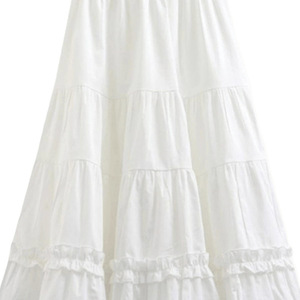 Jupe midi blanche en forme de A, jupe en tulle pour femme printemps/été, jupe plissée mignonne et amincissante, jupe à volants. - Product Image 5