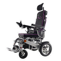 Fauteuil roulant électrique pliable et inclinable tout-terrain en aluminium, léger, à forte capacité d'escalade, avec télécommande