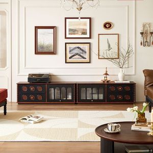 Mueble de salón de madera maciza, diseño modular, 120x40x42,5 cm, muebles de almacenamiento de estilo retro francés - Product Image 2