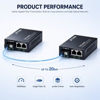 Convertidor de Medios de Fibra Gigabit ZTRS de 2 Puertos 10/100/1000M RJ45 1000BASE-LX SC, Convertidor de Ethernet a Fibra No Administrado de Grado Telecom
