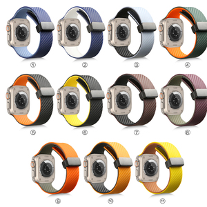 สายนาฬิกาแม่เหล็กซิลิโคน CAOWTAN สำหรับ Iwatch Series 8 7 6 SE 5 4 3 กันน้ำ สำหรับ Apple WatchBand 49 44 38 มม. สายคาร์บอนไฟเบอร์ - Product Image 2