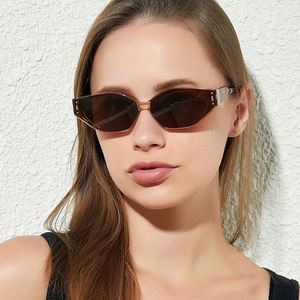 Gafas de Sol Retro de Moda al por Mayor, con Remaches de Doble Color, Estilo Ojo de Gato Pequeño y Forma Poligonal para Mujer - Product Image 2