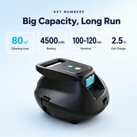 Nettoyeur de piscine robotisé sans fil 30W 100-120 L/min, nettoyage en circuit aléatoire pour piscines hors sol à fond plat jusqu'à 80 m², IPX8