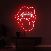 Enseigne lumineuse LED personnalisée en forme de lèvres rouges, néon vintage, forme de lèvres sexy, lampe murale étanche pour la décoration esthétique de la maison et de la chambre