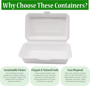 Boîte à repas jetable personnalisée 10"x6"x2.5" pour poisson et frites, en bagasse compostable, 33g, vente chaude - Product Image 4