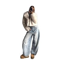 Nouveauté 2024 : Manteau court d'hiver en fausse fourrure pour femme, col châle, duveteux, grande taille, avec applique en fourrure écologique