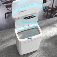 Poubelle automatique à induction Sunshine 15L blanche, poubelle intelligente sans contact pour la maison, poubelle de salle de bain en plastique pour le bureau