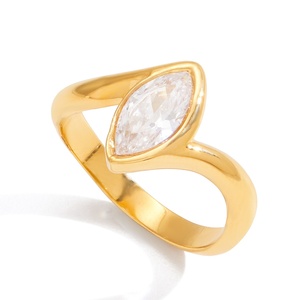 Bague de fiançailles géométrique quadrilatère en acier inoxydable plaqué zircon de style européen-américain pour femme Jeding - Product Image 4
