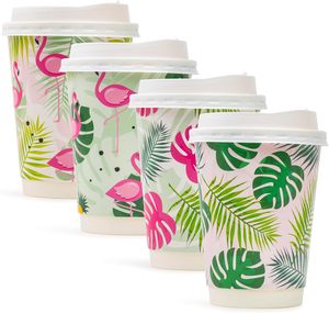 Bicchieri di Carta Floreali OEM con Coperchi, Design Floreali per la Primavera, Rosa, Blu, Giallo e Blu Navy, Accessori per Feste del Tè - Product Image 4