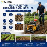 Motoculteur thermique multifonctionnel BANMO à poussée manuelle avec accessoires multiples pour le jardinage, le labourage et le désherbage