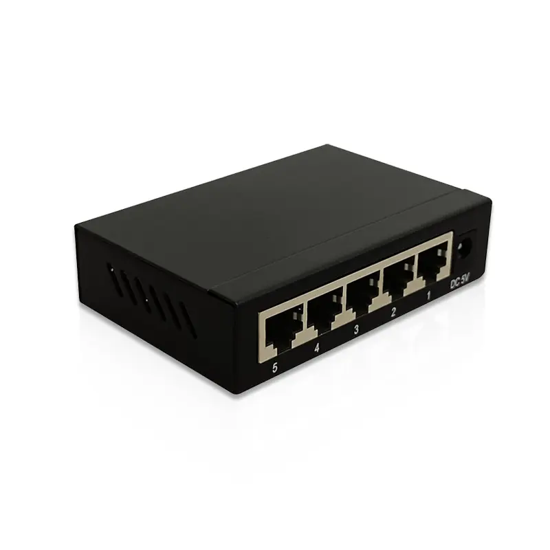 Manajemen Pusat Ethernet fiber switch rj45 poe gigabit dengan 5 port