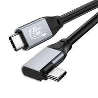 Câble USB3.2 Type-C ULT-unite, transfert de données 20 Gbps, charge rapide 240 W 5 A, alliage d'aluminium, 2 m, câble à 90 degrés avec gaine en PVC
