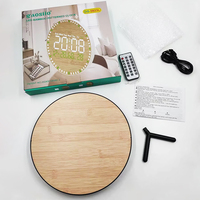 EMAF-Réveil numérique pour chambre à coucher moderne, mural, abstrait, créatif, en bois de bambou, télécommande pour le salon