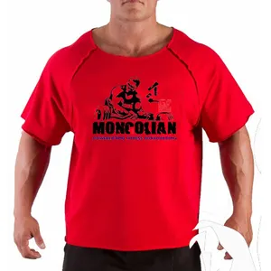 Wholesale Stock Mens Gym Fitness Short Sleeve T-shirt Polyester Printing Boys Drop Shoulder Cotton Men's T-shirts