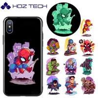 Marvel Heros Leuchtendes Glas zurück Handy hülle Für iPhone Samsung Huawei XIAOMI OPPO VIVO alle Modelle Glowing Shock proof