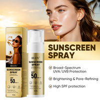 Spray solaire SPF50 PA+++ à large spectre UVA UVB, protection éclaircissante à la niacinamide, non collant
