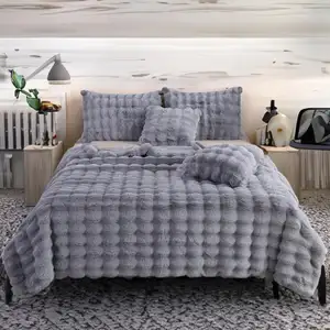 Trung Quốc Nhà Cung Cấp Thỏ 3D Faux Lông Lông Cừu Ném Chăn Siêu Mềm Rắn Chăn 3D Jacquard Sherpa Chăn