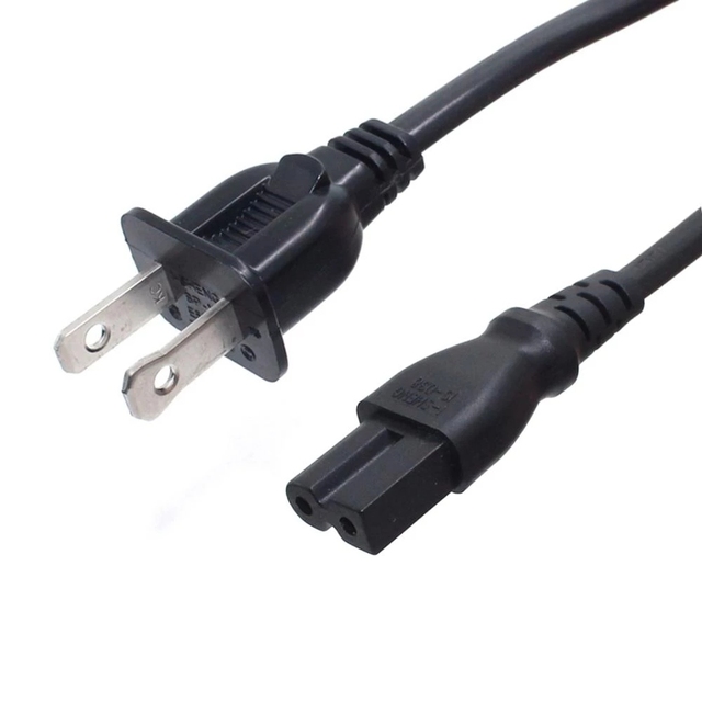 Universal 2 Slot Polarized to Figure 8 AC Adapter Power Cord 18AWG NEMA 1-15P to IEC320 C7 Power Cable 1.5M