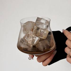 Westgreen retrò caffetteria trasparente tazza di vetro con cuscino in legno <span class=keywords><strong>Latte</strong></span> Tumbling infrew <span class=keywords><strong>freddo</strong></span> ghiaccio tazza di caffè americano - Product Image 3