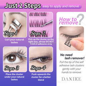 Presse en gros sur le logo personnalisé de groupe de bricolage pas de <span class=keywords><strong>colle</strong></span> nécessaire <span class=keywords><strong>cils</strong></span> auto-adhésifs à <span class=keywords><strong>la</strong></span> main segment pré-collage cluster <span class=keywords><strong>cils</strong></span> - Product Image 4