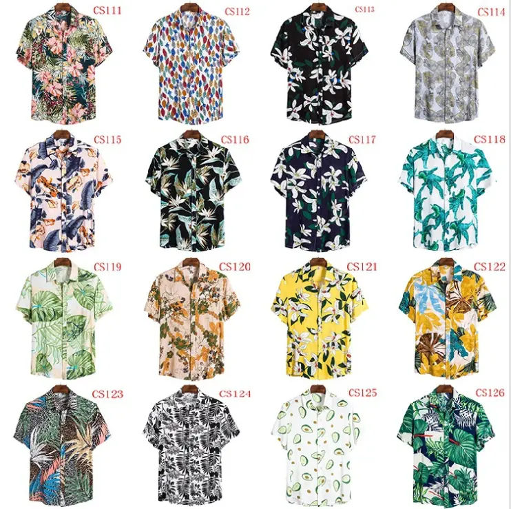 2020 popular cross-border Amazon foreign trade shirt printing casual men's short-sleeved shirt lapel top men