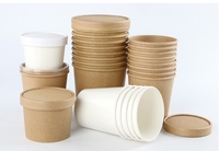 Récipient alimentaire jetable marron étanche personnalisé 8 12 16 24 32 oz tasses à soupe salade de nouilles bol en papier kraft avec couvercle