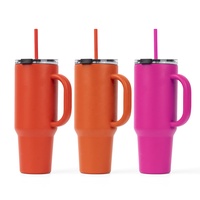 Gobelet isotherme en acier inoxydable de 40 oz personnalisé avec poignée et paille – Vente en gros