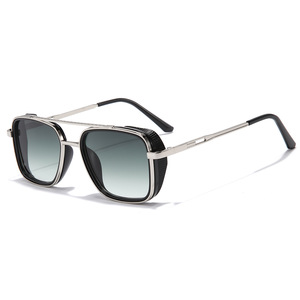 2024 nouveau Double faisceau métal lunettes <span class=keywords><strong>de</strong></span> soleil pour hommes femmes dégradé Punk carré Vintage lunettes <span class=keywords><strong>de</strong></span> soleil <span class=keywords><strong>nuances</strong></span> - Product Image 1