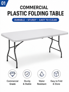 USA DELIVERY Commercial <b>Plastic</b> Folding <b>Table</b> 4FT 5FT 6FT 8FT – Portable HDPE Banquet <b>Table</b> for Restaurant Events BIG PROMOTION - Product Image 2