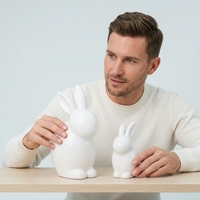 Ensemble de deux figurines de lapin en céramique blanche, statue d'animal décorative pour la maison, décoration de table de Pâques